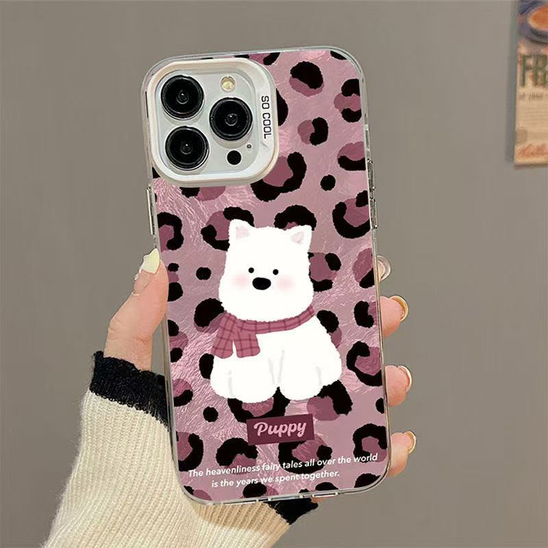 Новый щенок с леопардовым принтом подходит для чехла на телефон iphone17 Apple 15promax/14 противоударный 13pro16 милый