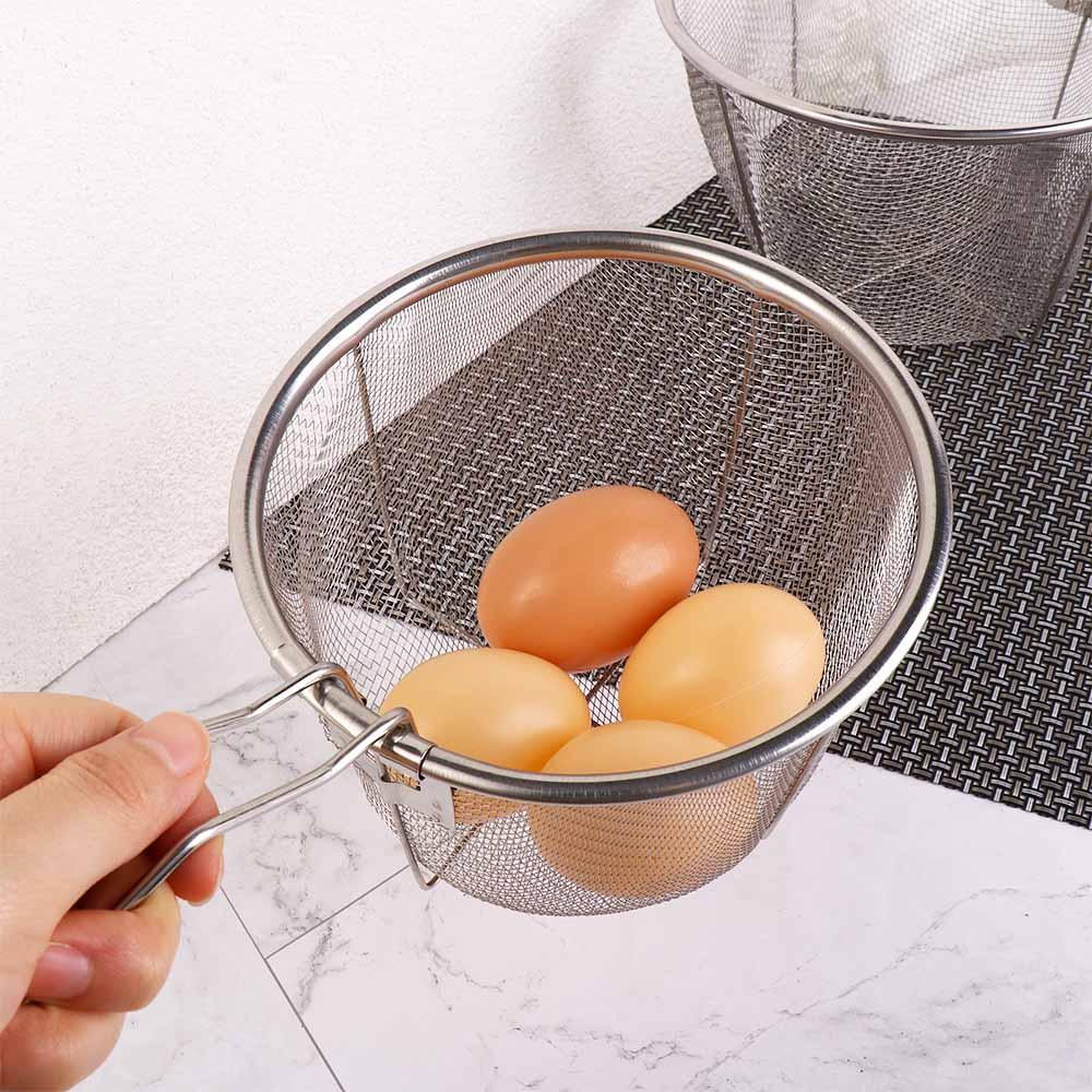 Home with Handle Kitchen Foldable Stainless Steel Filter Cooking Tools Food Colander Frying Basket