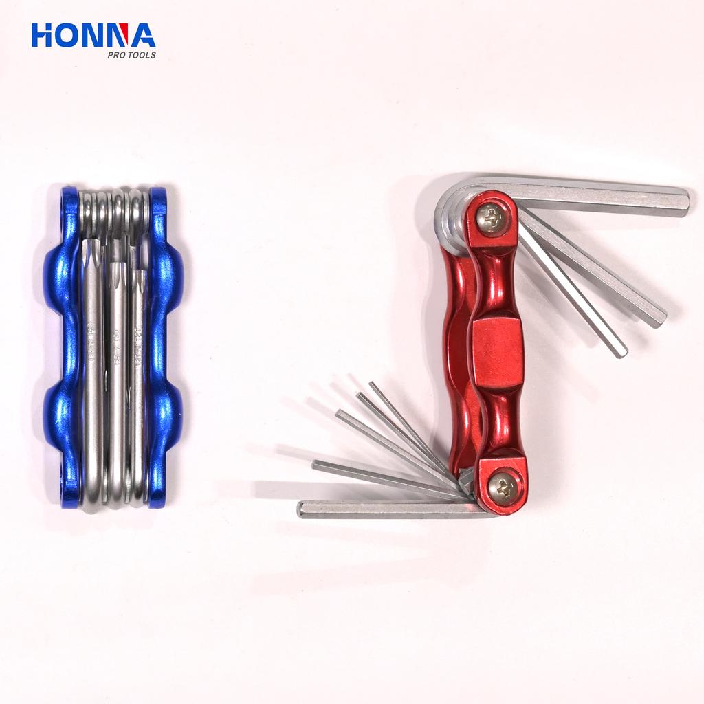 Min Factory Sale Industrial Grade Aluminium Alloy Foldable Allen Wrench Hex Key Set Home Bicycle Repair Tool Torx Tip Made Steel