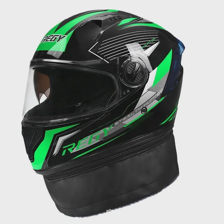 Электрический мотоциклетный шлем с двумя козырьками для всех сезонов - мужской и женский зимний теплый полный шлем