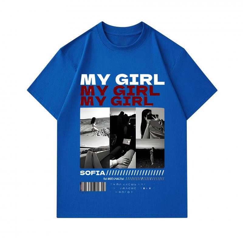 Men's 100% Cotton Crew Neck Short Sleeve T-Shirt, My Girl Letter Print Casual Soft Breathable Daily Streetwear Tee for Summer Outdoor Daily Wear