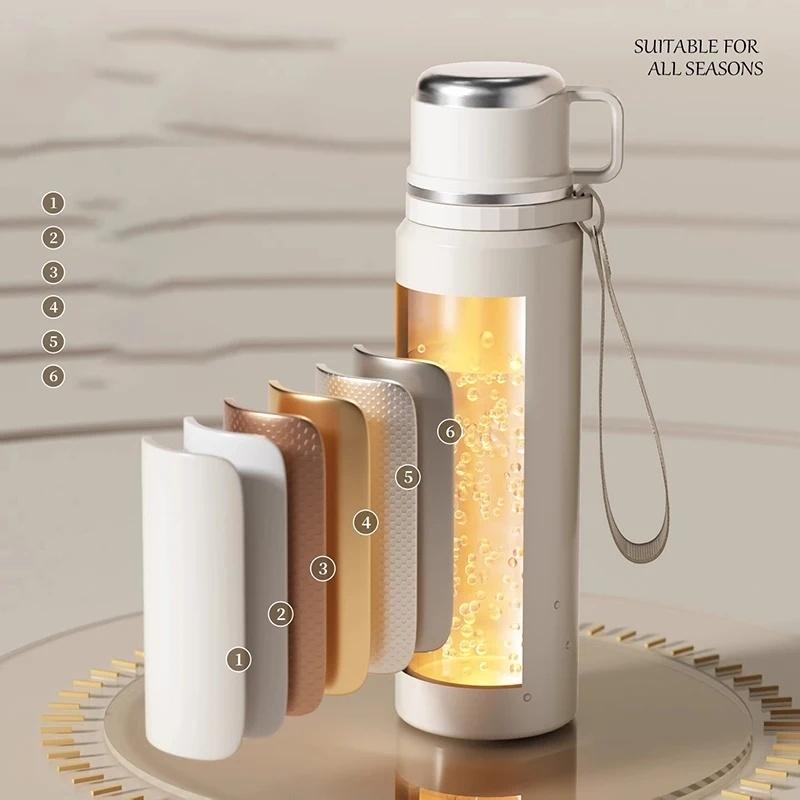 COOKER KING Термос Вода 600мл/800мл Бутылка Цветочный узор Чашка для чая Нержавеющая сталь Изолированная чашка с ситечком для чая Чайник