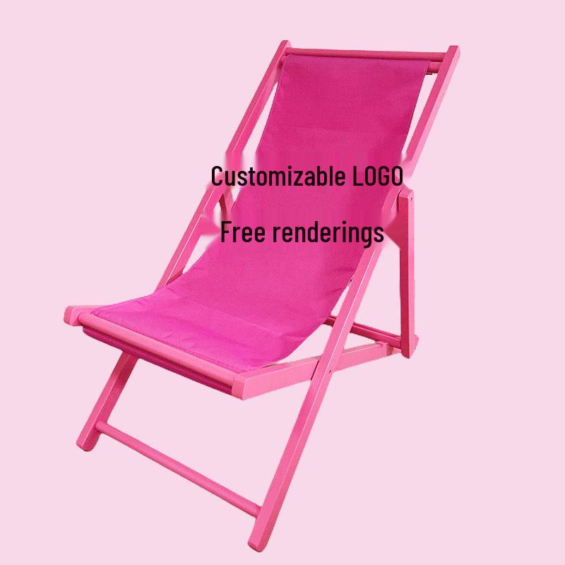 Pink Wooden Outdoor Lounge Chair for Beach, Balcony, Camping, and Garden