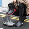 Fashion Rain Shoes Men's Short Anti Slip Mid Tube Rain Boots Short Water Shoes with Velvet Work Shoes