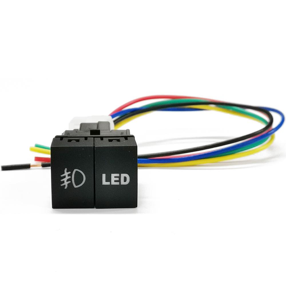 1PC Car Dual Key Switch LED DRL Fog Lights Power LED Spotlight Switch Button With Connect wire For Nissan X-TRAIL 2023