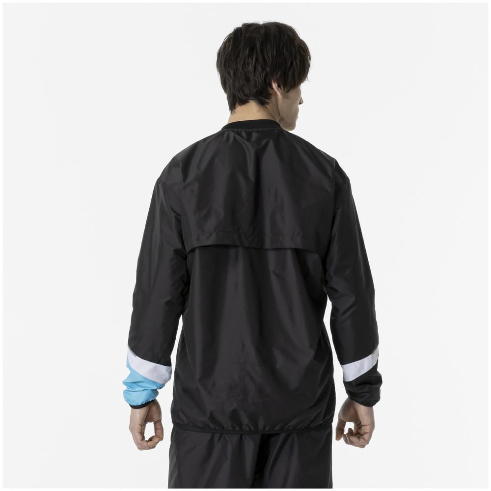 Tennis Wear Windbreaker Shirt Water Repellent Standard Silhouette Mesh Lining 62MEA504 Black X Blue Atoll M [Mizuno]