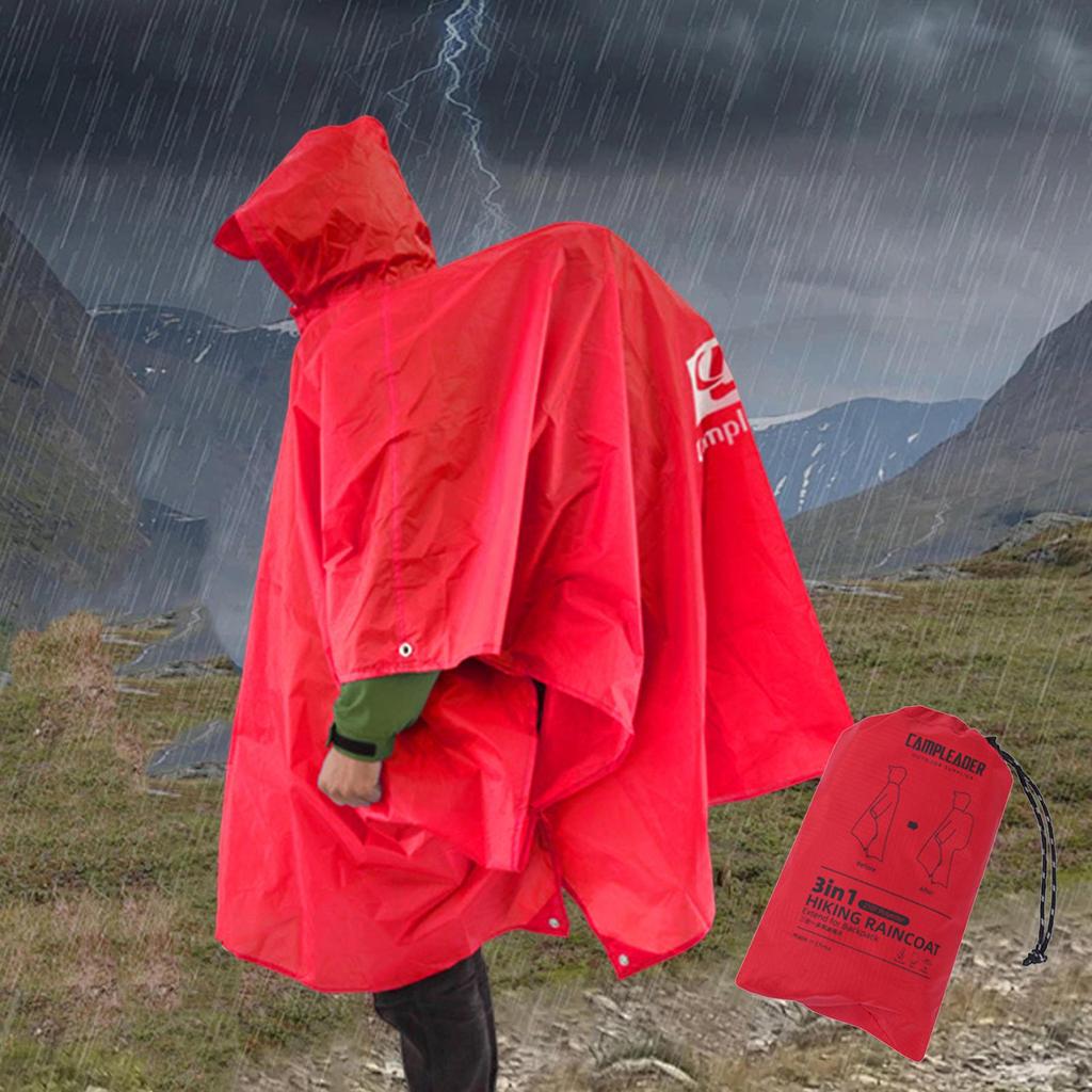 Hooded Rain Poncho Jacket 3 In 1 Adults Raincoat Coat for Sporting Event Fishing Travel