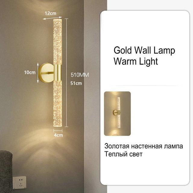Современный золотой настенный светильник, светодиодный акриловый прикроватный светильник для гостиной, спальни, кабинета, декора балкона, лампа