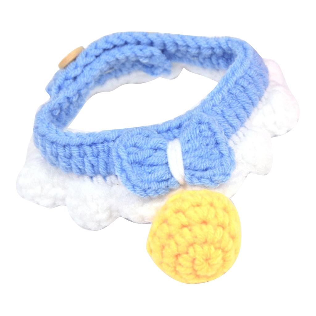 Knitting Cat Collar with Bell Bow Tie Decoration Kitten Bib Accessory Cute Pet Neck Wrap for Small