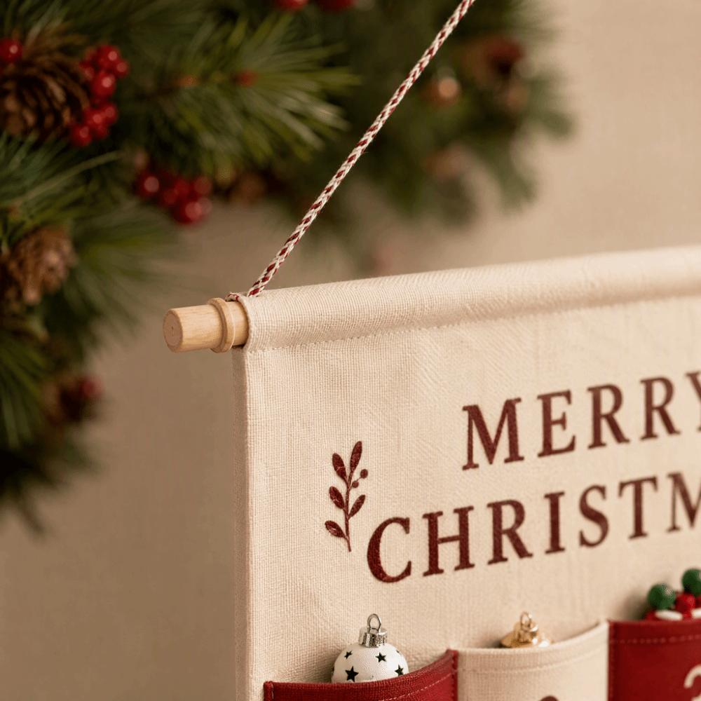 Reusable Christmas Countdown Calendar Fabric Storage Bag Hanging Advent Calendar Wall Hanging