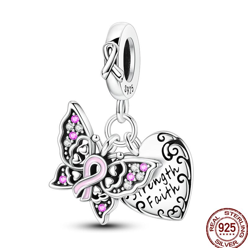 Copper Colored Zircon Shell Butterfly Amulet Body Shape Charm Flat Charm Suitable For Pan Original Bracelet