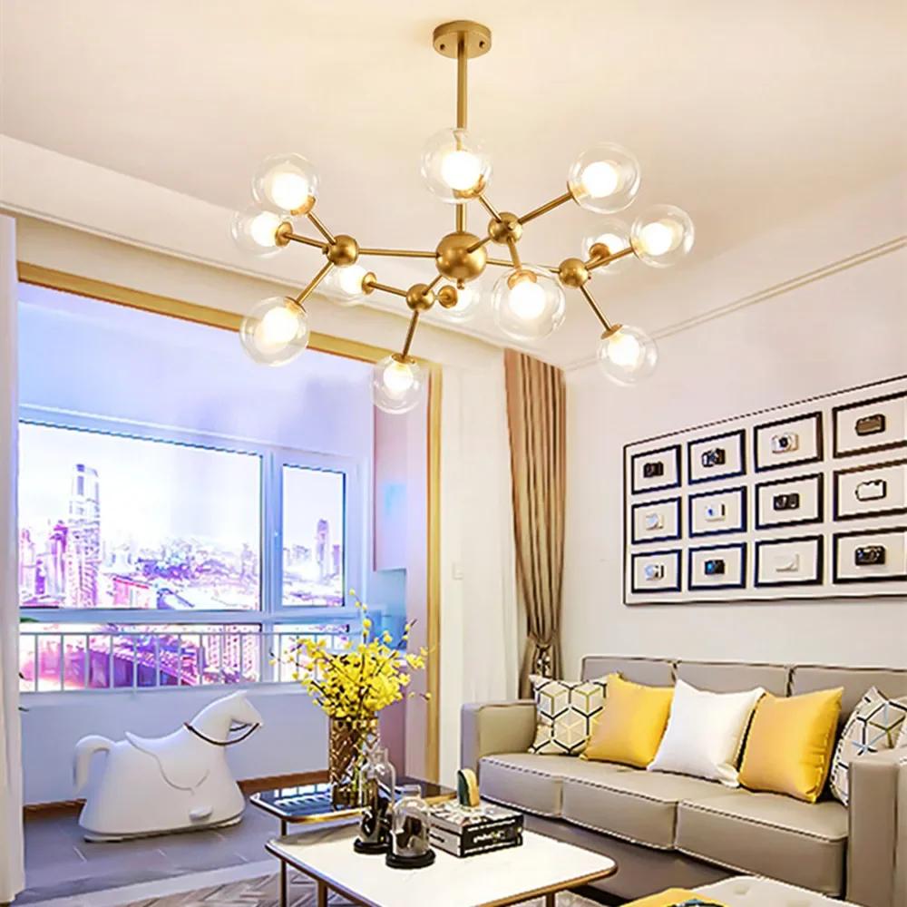 Nordic Industrial Molecular Chandeliers Home Black Sputnik Metal Ceiling Lamp for Dining Room Indoor Loft Bubble Pendant Lamp