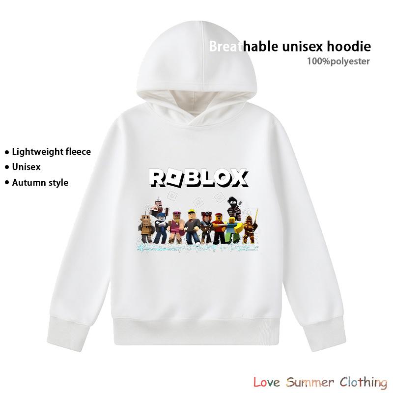 Толстовка с принтом Roblox Возраст 4-14 лет Унисекс легкие флисовые худи для осени Полиэстер Спортивный пуловер Повседневная носка Дышащая Без кармана Игровой принт