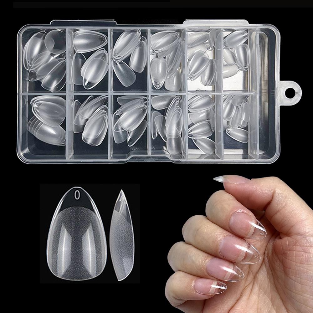120 ультракоротких квадратных накладок для ногтей миндалевидной формы, ультратонкие и бесшовные прозрачные полуматовые накладки для ногтей