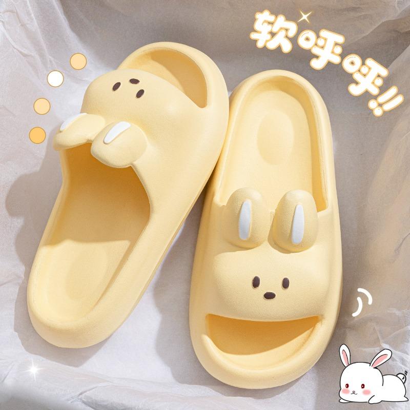 Модные новые милые нескользящие тапочки с рисунком кролика из мультфильма на мягкой подошве