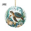 Symbolic Love Keepsakes Ocean Theme Pearl Art Hanging Ornament, 2D Flat Acrylic Coastal Marine Life Ornaments Sea Suncatcher, Beaded Pattern