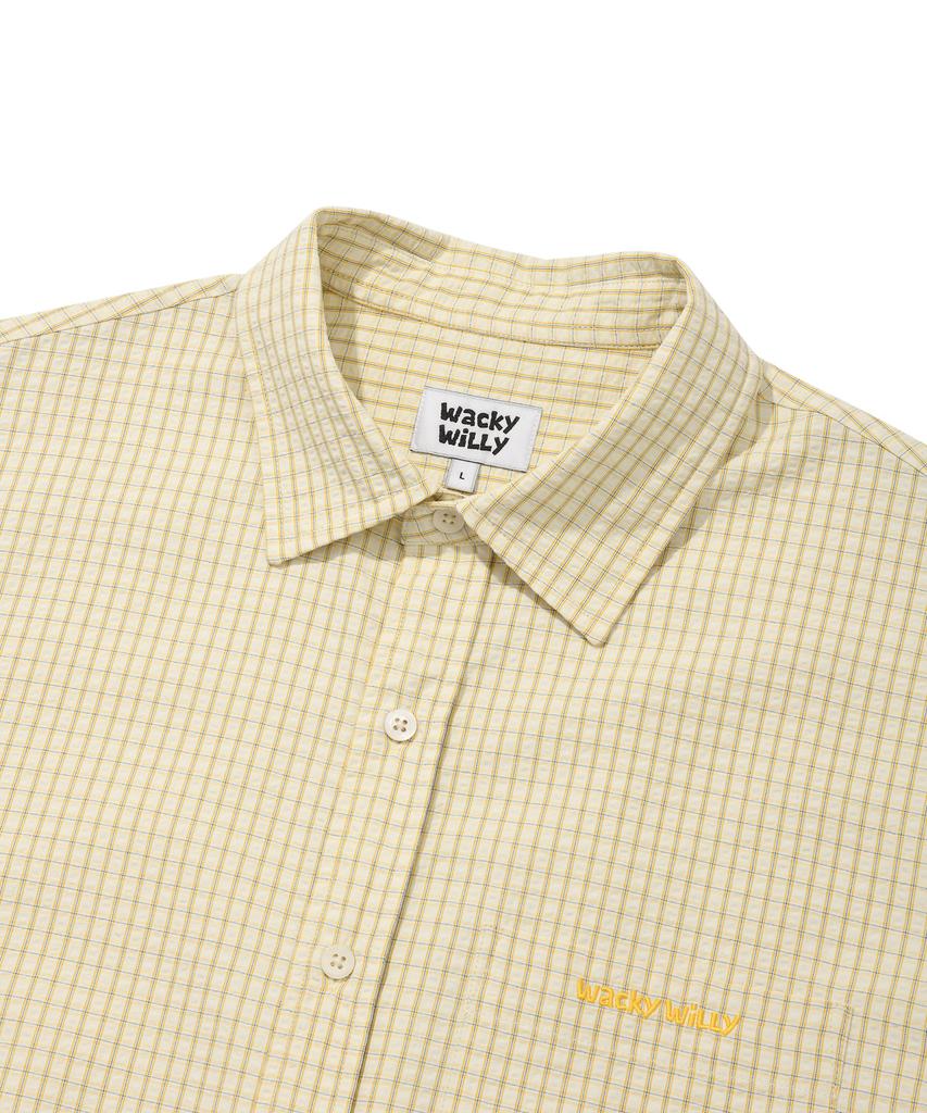 WACKY WILLY Seersucker Oversized Check Shirt Yellow