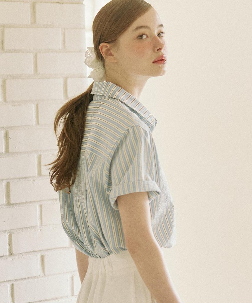 OURHOPE And Stripe Shirt - Sky Blue