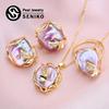 SENIKO Fashion Leaf Baroque Pearl Necklace Earings Freshwater Pearl Jewelry Sets For Women Freshwater Pearl Necklace Pearl Earrings