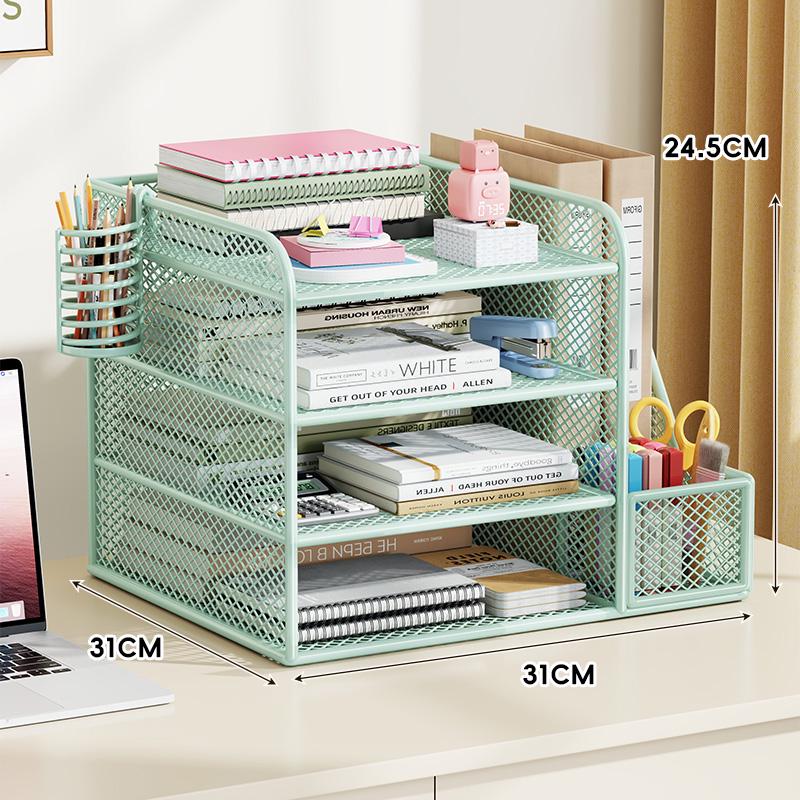 Desktop Metal File Organizer: Office Supplies Storage Rack and Data Archive Solution