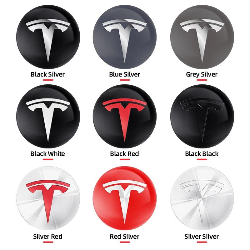 4pcs 56mm Car Emblem Wheel Hub Center Cap Stickers For Tesla Model S Model3 Model Y X Tire Center Cover Badge Decal Accessories