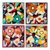 Satin Neck Scarf Large Square Headscarf, Simulated Silk Fabric Scarf, Vibrant Floral Headscarf Print Multi-Purpose Turban Shawl Hair Tie Soft Drape