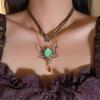 Crystal Pendant Rhinestone Wings Necklace Vintage Clavicle Chain Butterfly Stacking Choker  Women