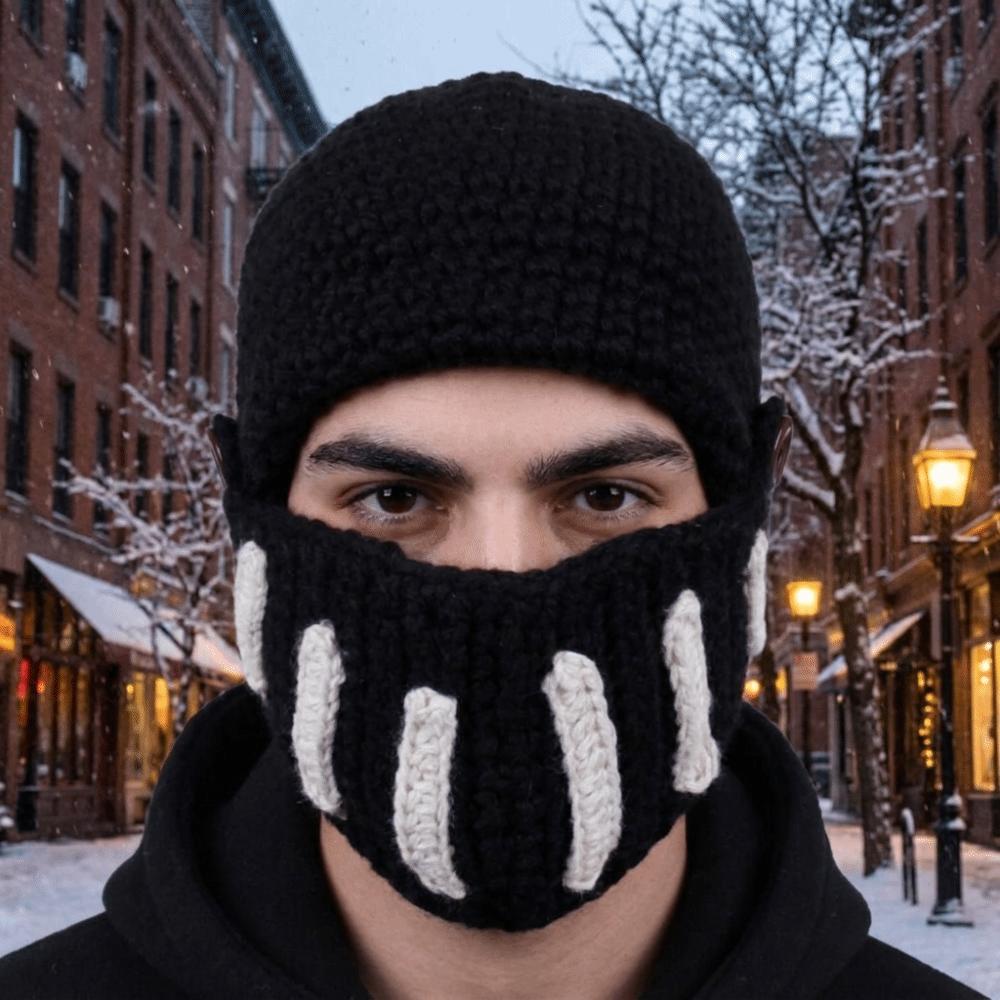 Creative Knitted Roman Knight Cap Funny Headgear Thick Knight helmet Hat with Mask Outdoor