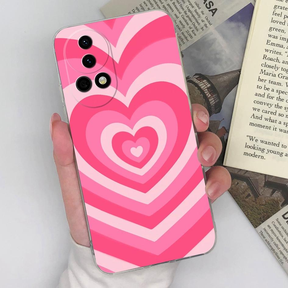 Чехол для Huawei Nova 12 Pro 5G Ultra Y72 12i Pura 70 Pro, прозрачный чехол Pretty Love Heart Bear, силиконовый, мягкий, ТПУ, защитная пленка для экрана, корпус для Huawei Capa