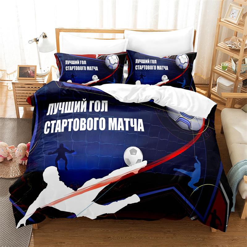 Футбольный комплект постельного белья для мальчиков, пододеяльник, покрывало для игры в мяч, звезда, покрывало для комнаты, великолепное спортивное постельное белье, комплект постельного белья Queen