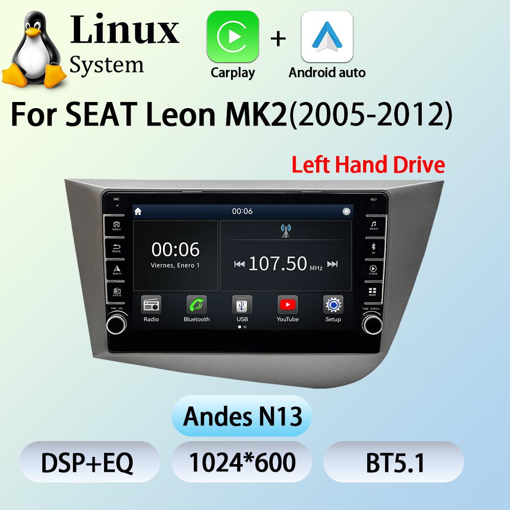 8inch 2Din Linux Multimedia Player Car Radio for Seat Leon 2 MK2 2005-2012 with CarPlay Android Auto GPS BT5 WIFI RDS Autoradio