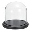PATIKIL 12.5 X 12 Cm Clear Cloche Glass Dome, Glass Bell Jar Display Case, Tabletop Centerpiece with Black Wooden Base for Christmas Home Decor