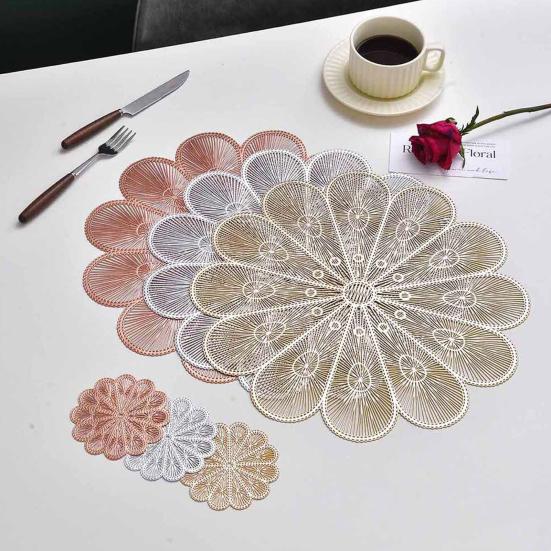 PVC Placemat Heat Insulation Table Mat Cup Pads Non-Slip Coaster for Dining Table Protects Table from Burns Stains Home Kitchen Bar Decor
