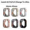 Screen Protector Cover for Apple Watch 45mm 44mm Hard PC Front & Rear Bumper Case for Iwatch 8/7/6/5/4 Change To Ultra
