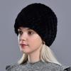 Зимние женские норковые шапки, меховая вязаная шапка, модная пушистая женская шапка из натурального меха, женские черные меховые шапки