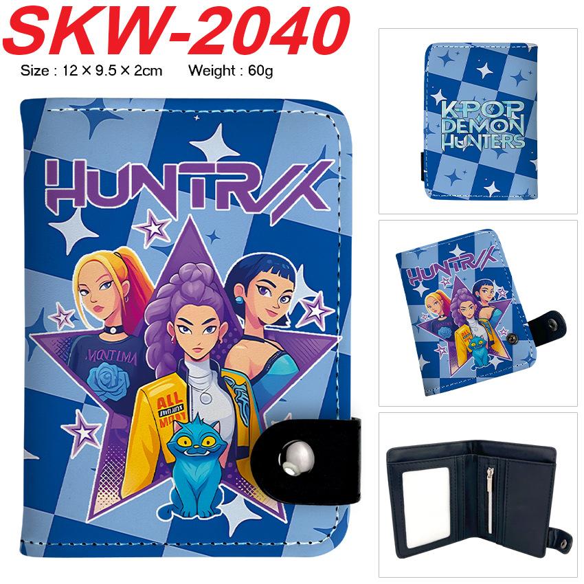 KPop Demon Hunters Wallet Vertical Snap Button Double Layer Card Holder Coin Purse Portable 1pcs