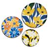 Metal Wall Plates | Home Decoration | Vivid Floral Art Design | Living Room Wall Decoration | Décor Items | Gift Items (Multicolour) (Set of 3)