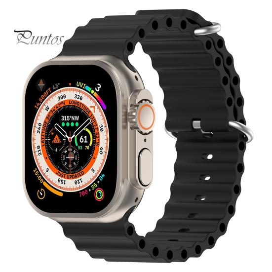 38/40/41 мм 42/44/45 мм ремешок для часов с двойной пряжкой водонепроницаемый сменный силиконовый ремешок для умных часов с защитой от пота для Apple Watch Ultra/Watch 8