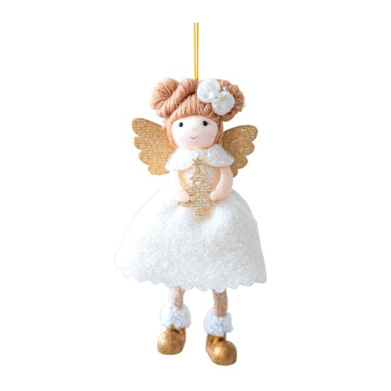 Christmas Angel Ornament Plush Felt Doll Festive Christmas Tree Decoration with Lanyard Holiday Spirit Hanging Pendant