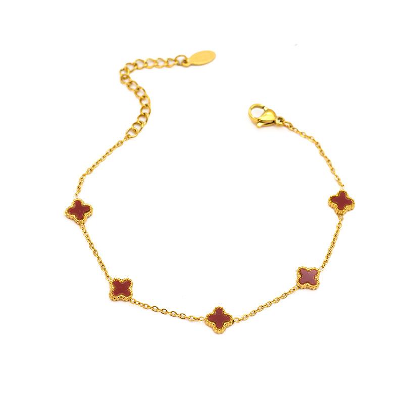 7mm Lucky Four Leaf Clover Bracelet Double Sided Natural Shell Compact Light Luxury Fashion Simple Five Flower Bracelet