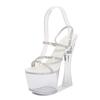 10365 Series17.5cm Heel 7.5cm Platform Women's Sexy Transparent Thick Heel Summer Waterproof Crystal Fairy Slippers LFD