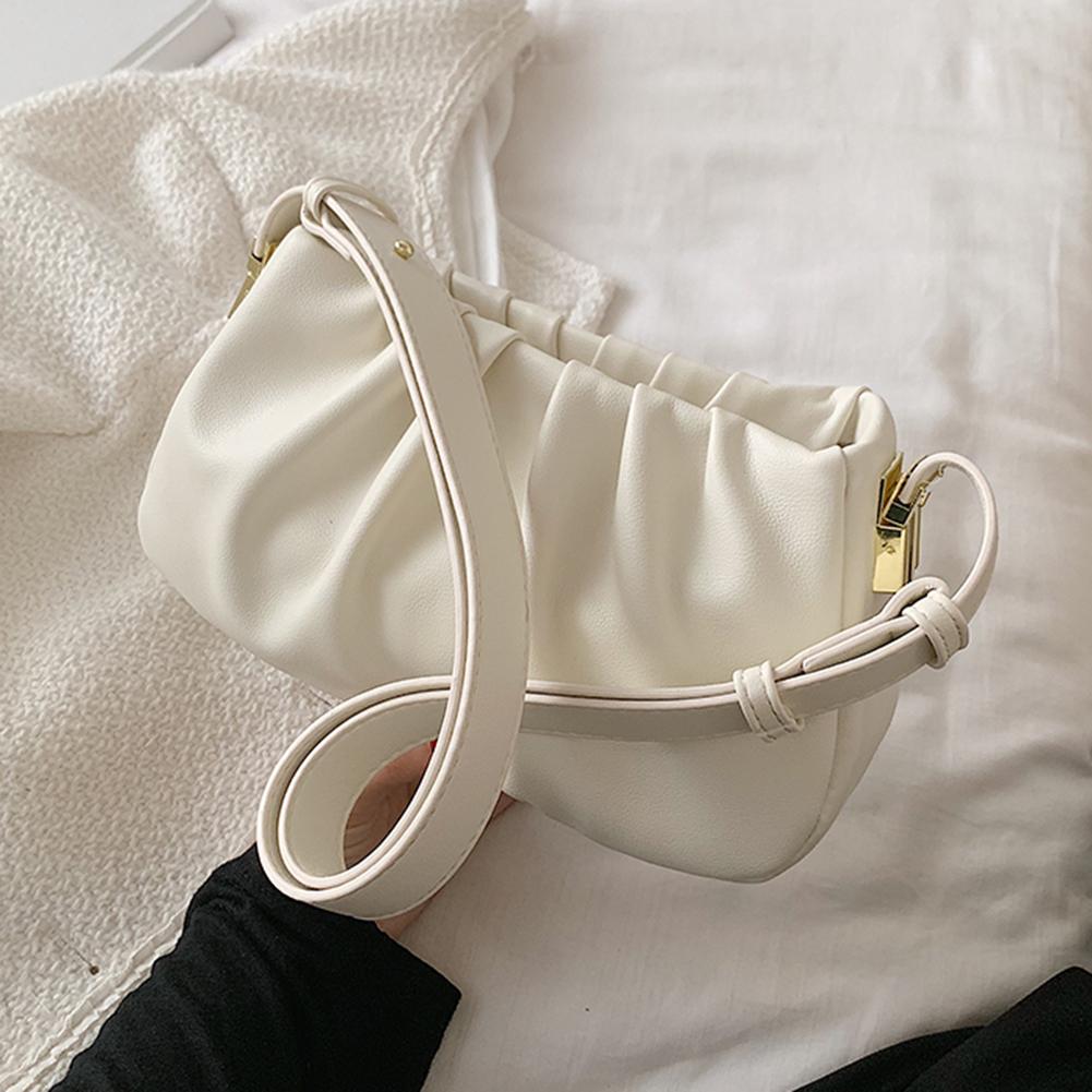 Женская модная сумка через плечо из искусственной кожи, сумка через плечо, плиссированная сумка (белый)