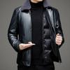 Leather Jacket Men's Genuine Leather Casual Plus Velvet Thickened Short Jacket Lapel Down Jacket Winter