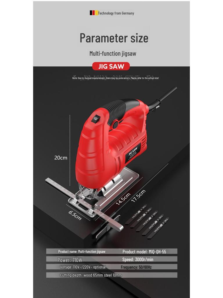 Export 55 Electric Curve Saw: Portable Woodworking Tool for Manual and Electric Cutting