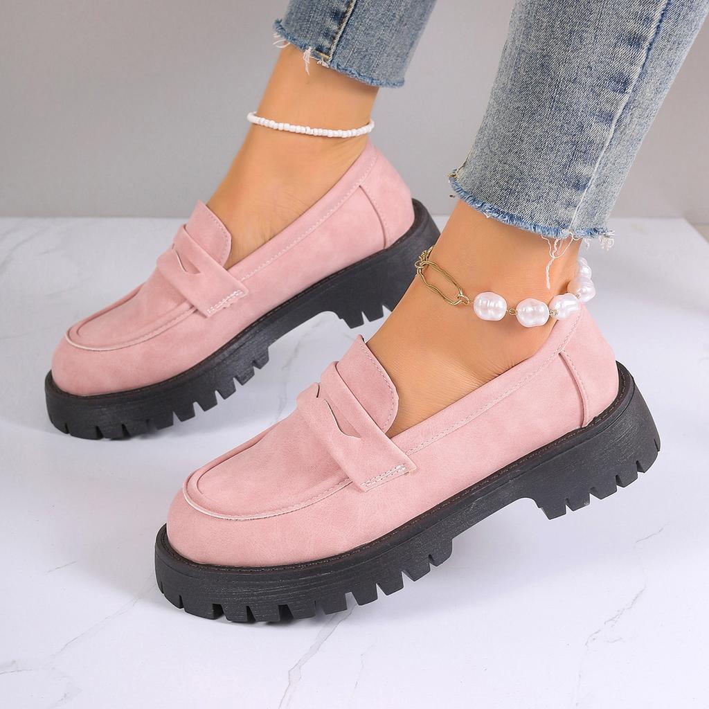 Large Size Sponge Cake Thick-soled Feet Casual Single Shoes Solid Color Fashion Lazy Shoes Spring and Autumn