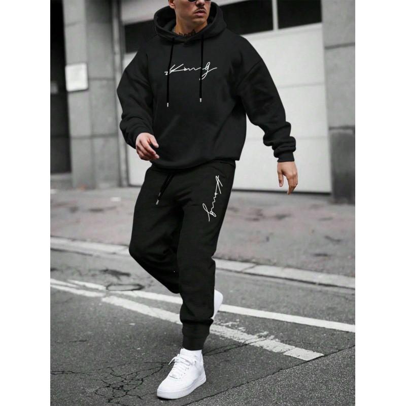 Winter Mens Hooded Sweatshirt Letter Print Loose Fit Casual Hoodie Teen Youth