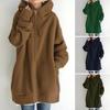 Fall Winter Hooded Jacket Zipper Closure Deawstring Hoodie Long Sleeves Loose Solid Color