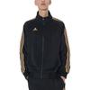 Adidas Куртка с тремя полосками, воротником-молнией и прямыми брюками, повседневный спортивный комплект для мужчин, цвет черный, золотой TR30J1-BG+TR30P-BG