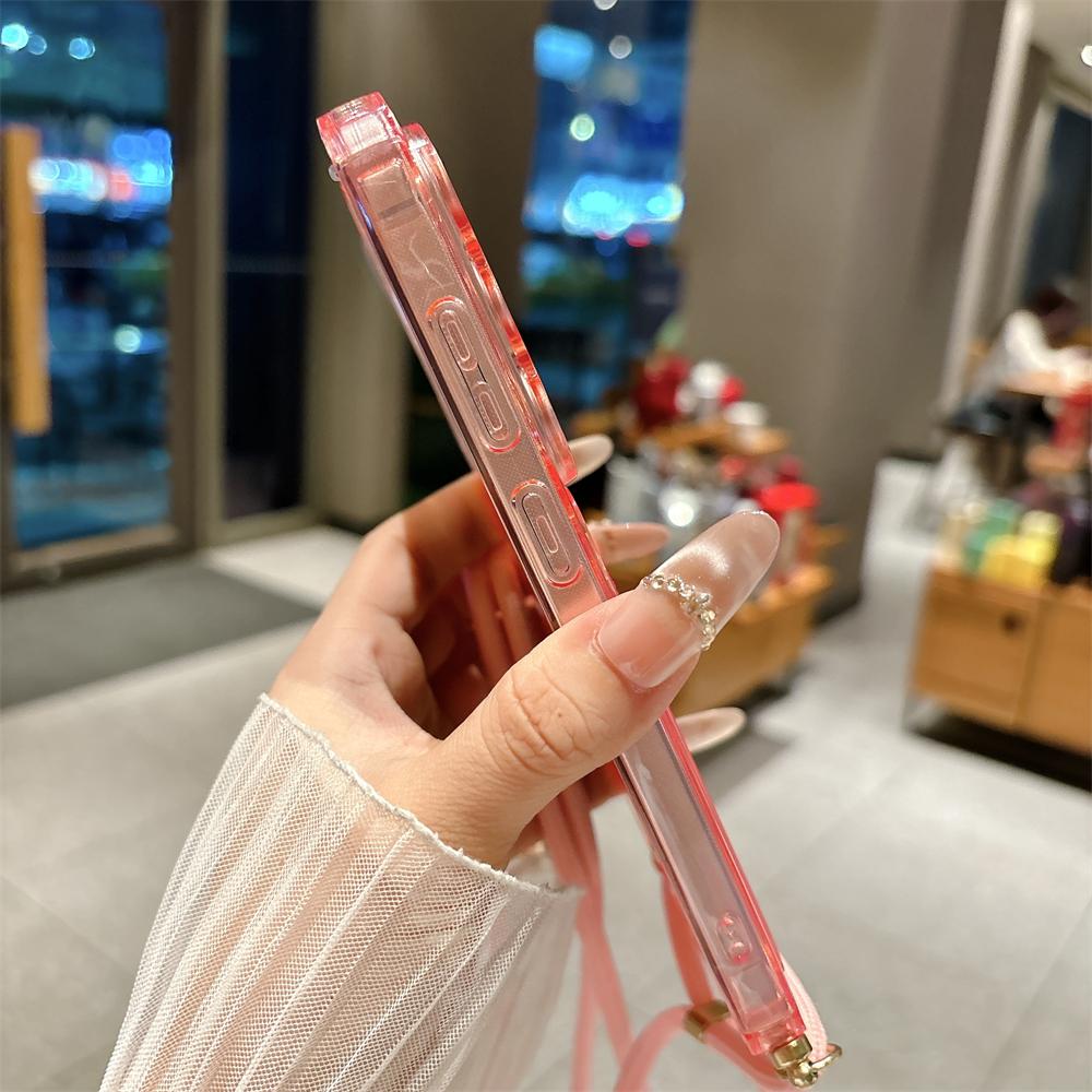 Card Bag Clear Wallet Crossbody Necklace Strap Case For Samsung Galaxy S26 S25 S24 S23 Ultra Plus S22 S21 FE A55 A54 A53 Cover
