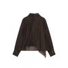 Womens French Hepburn Style Solid Color Scarf Collar Shirt Long Sleeve Casual Top